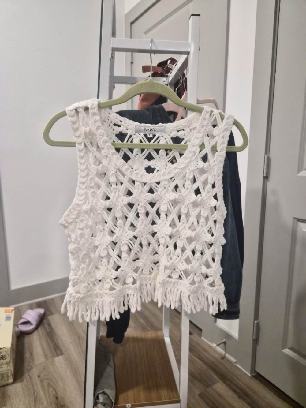 RAIVE Cream White Crochet Tank Top size Free - Picture 2 of 4